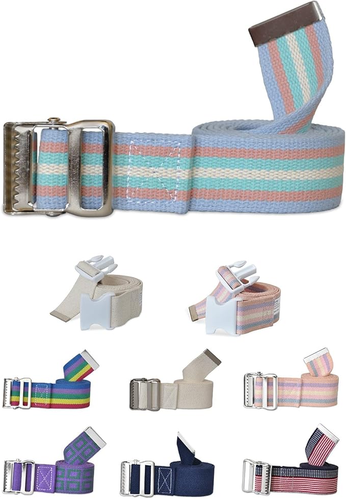 NYOrtho Metal Buckle Gait Belt - Adjustable Machine Washable Strong and Durable Material Latex Free, Coral, 72"