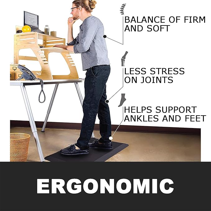 1" Extra Thick Anti Fatigue Floor Mat 30" L x 20" W,Kitchen Mat, Standing Desk Mat,140D Advanced PU Foam Ergonomic Comfort at Home, Office, Garage, Sink (Denim)