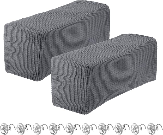 uxcell 2pcs Stretch Armrest Covers for Chairs/Sofas, Couch Arm Covers with Twist Pin, Furniture Protector Slipcovers Light Grey