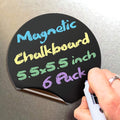 iSYFIX Magnetic Chalkboard Notes - 5.5 x 5.5 inch, 6 Pack, Round - Decorative Magnet Blackboard for Fridge, Kitchen Organizer, Decor, Office, Grocery Lists, Metallic Boxes, Storage and More