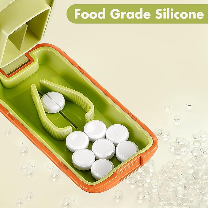 JohnBee Pill Cutter - Sharp & Durable Silicone Pill Splitter, Non-Slip Base, Portable Tablet Cutter for Daily Medication, Vitamins & Supplements. Designed for Swallowing Difficulties & Pets (Red)