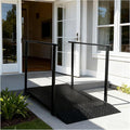 4FT Wheelchair Ramp with Handrails, Non-Slip Iron Handicap Ramps for Steps, Threshold Ramp for Home Entry Stairs Curbs, Heavy Duty Ramp 1000 Lbs Capacity