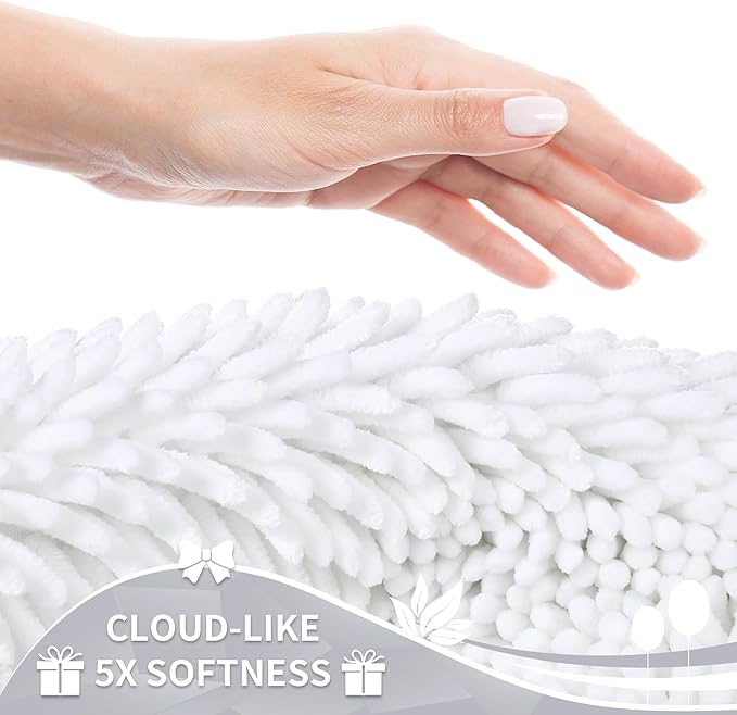 Yimobra Bathroom Rugs Sets 2 Piece, Soft Absorbent Bath Mat and U-Shaped Toilet Rug with Non Slip Backing, Luxury Shaggy Bath Mats for Bathroom, Machine Washable, 31.5"x20"+24"x20", White