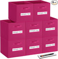 artsdi Fabric storage cubes (8 Pack) 11 Inch Cube Storage Bin, cube organizer bins with 8 Labels Window Cards & a Pen, Foldable cube organizer bins and Storage Box, Dark pink