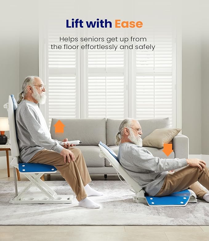 VOCIC Electric Chair Lift with 2 Types Suction Cups, Fall Assist Devices Lift You Up from Floor, Floor Lift Height Up to 20", Support Up to 300 LBS, No Assembly Required, AX08 (Blue)