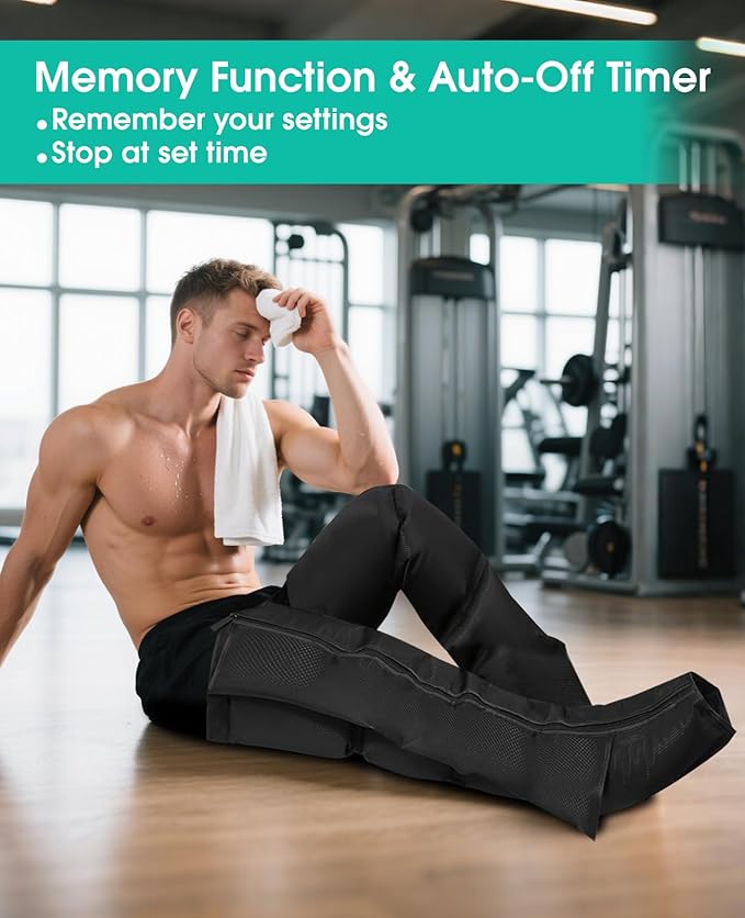 Leg Compression Massager for Circulation, Leg Massager Recovery System for Pain Relief, Full Compression Boots for Gym Home Use, Gifts for Athletes, Women, Men