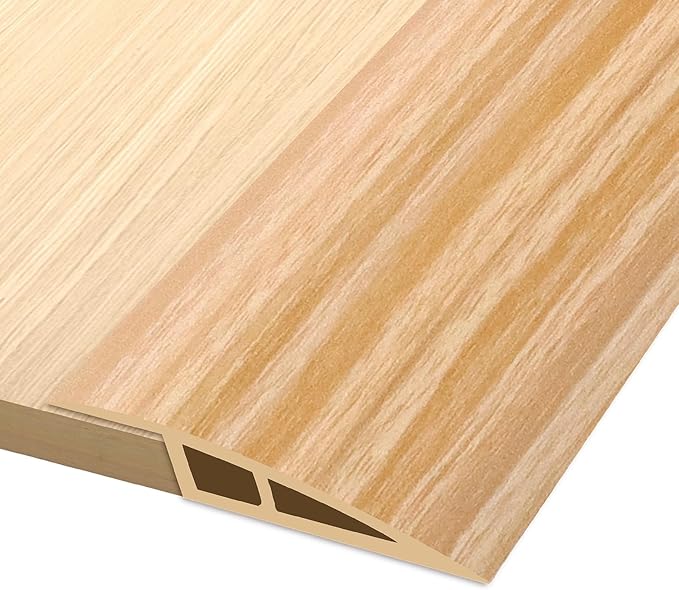 Vinyl Door Threshold Flooring Transition Strip Self Adhesive Carpet Edging Strip for Laminate Doorway Edge Threshold from 1/5" to 2/5" (Light Yellow Wood Grain, 3.3 Ft)