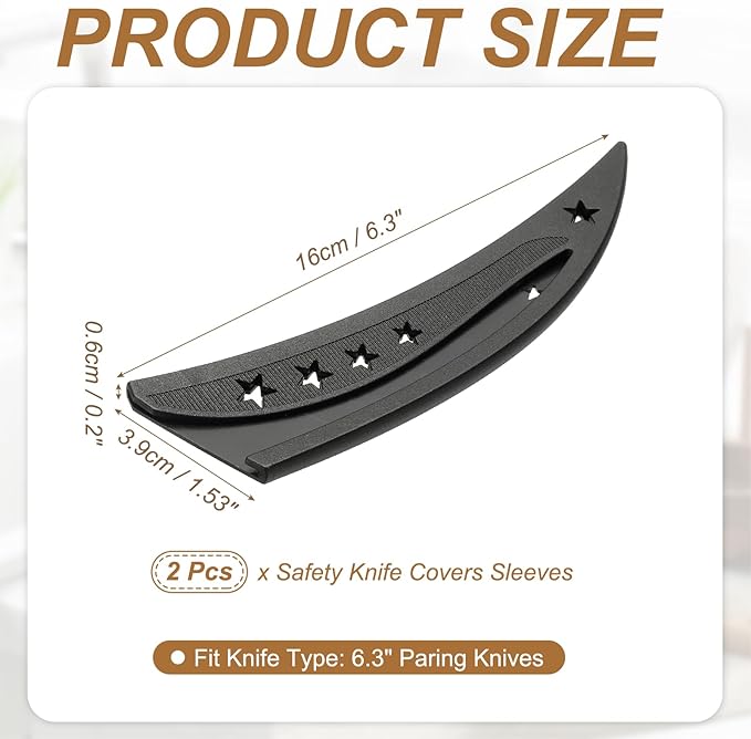uxcell 2Pcs Safety Knife Covers Sleeves, Universal PP Knife Sheaths Edge Guards Blade Protector Covers for 6.3" Boning Knives Portable for Kitchen Camping Picnics Accessories, Black