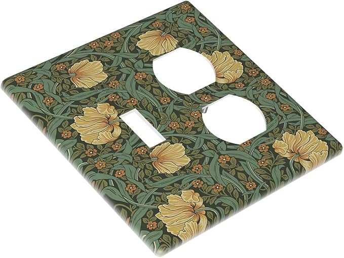 Wallplates William Morris Floral Vintage Flowers Pattern 1 Toggle 1 Duplex Switch Plate Electrical GFCI Faceplate Decorative Light Switch Covers for Bedroom living Room Decor