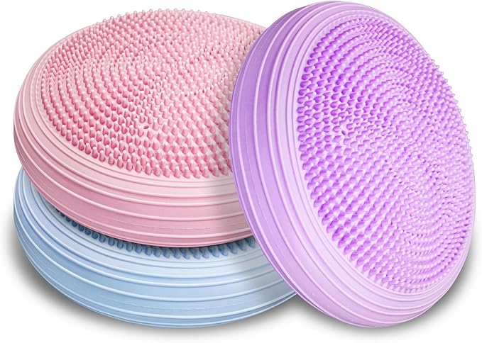 3 Pcs Inflated Wobble Cushion, Wiggle Seat & Balance Pad for Exercise, Home Yoga Balance Stability Training, Strengthen Core Muscles, Improve Posture, Balance Disc with Pump