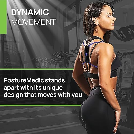 PRIMEKINETIX PostureMedic Dynamic Posture Corrector - Active Resistance Training System for Upper Back Strengthening & Shoulder Alignment - Stretches Chest, Strengthens Back - Doctor Recommended - Size S (Red)