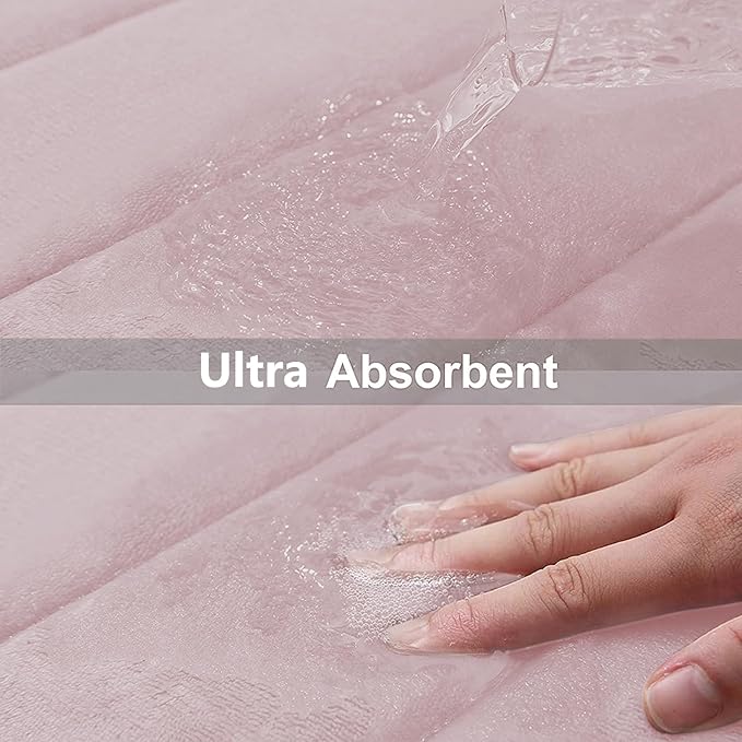 Buganda Memory Foam Bath Mat, 60" x 24", Ultra Soft and Non-Slip Bathroom Rugs, Water Absorbent and Machine Washable Bath Rug Runner for Bathroom, Shower, and Tub, Peach