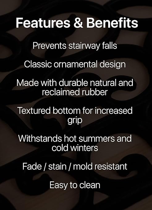 Rubber Stair Treads Non-Slip Outdoor 35”x10” (5-Pack) – Anti-Slip Step Mat