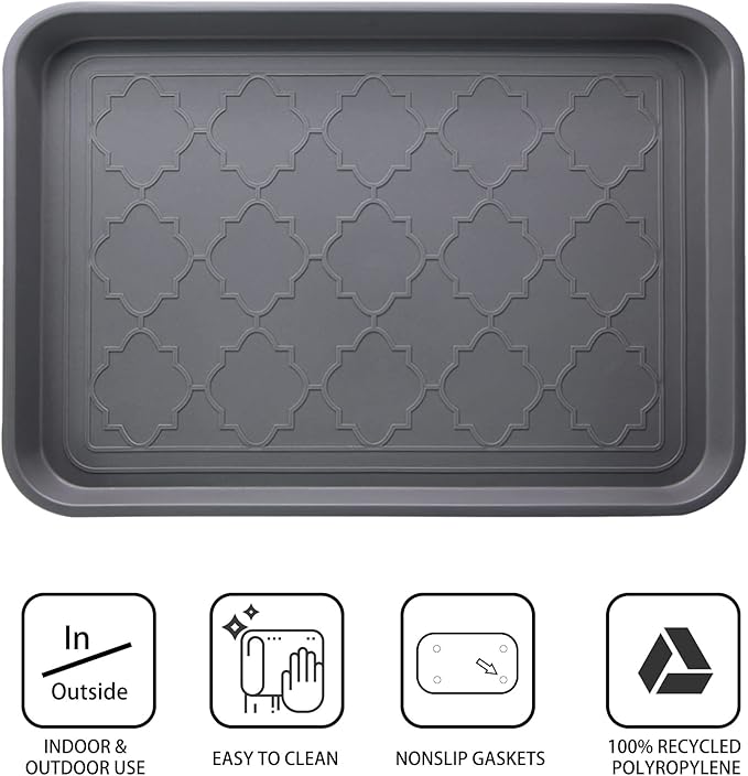 Boot Tray for Entryway Indoor, Heavy Duty Shoe Mat Trays 3 Packs, 16.7"x12.8" Waterproof Shoe Tray