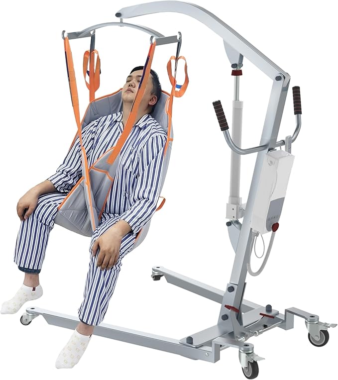 Patient Lift for Home use, Patient Lift Transfer Chair with Full Body Sling, Rechargeable Lift Elderly from Floor, 400lbs Weight Capacity, Ultra-Quiet Motor, Easy Disassemble