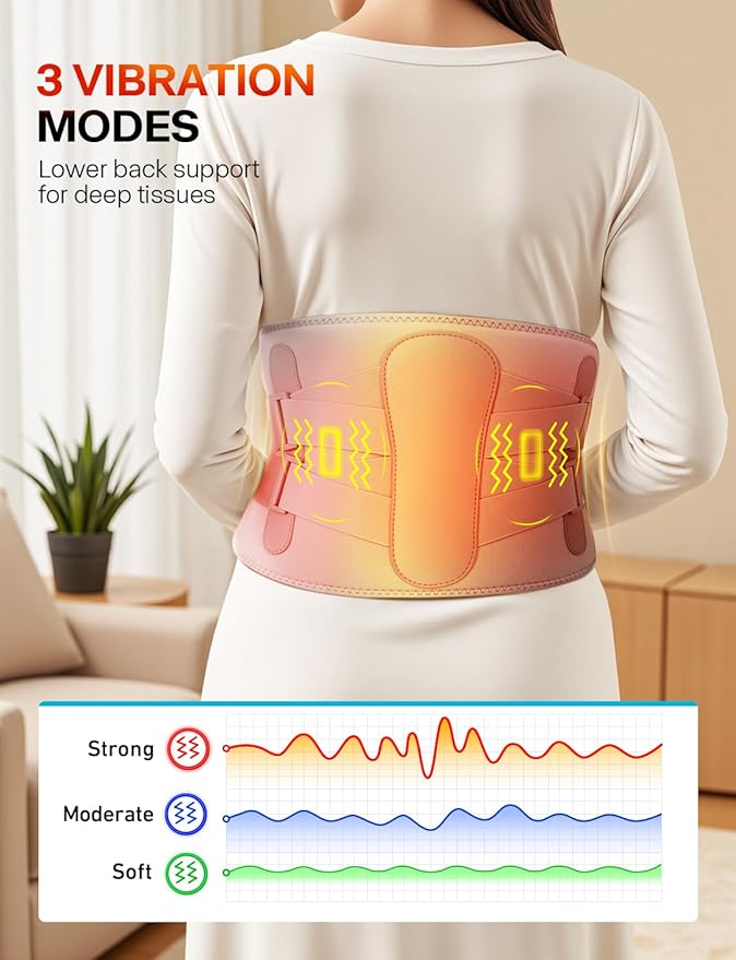 ALLJOY 67" Cordless Heating Pad for Back Pain Relief FSA Eligible HSA, 10000mAh Lower Back Massager with 3 Heat 3 Vibration, Portable Heating Pad for Cramps, Christmas Gifts for Women Men Mom Dad