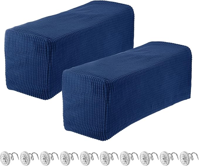 uxcell 2pcs Stretch Armrest Covers for Chairs/Sofas, Couch Arm Covers with Twist Pin, Furniture Protector Slipcovers Navy Blue
