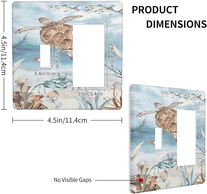Outlet Covers Sea Turtle Coral Reef Nauticaltheme 1 Toggle 1 Rocker Combination Decorative Wall Plate Electrical Switch Plates Light Switch Cover Plate for Kids room Bathroom Decor