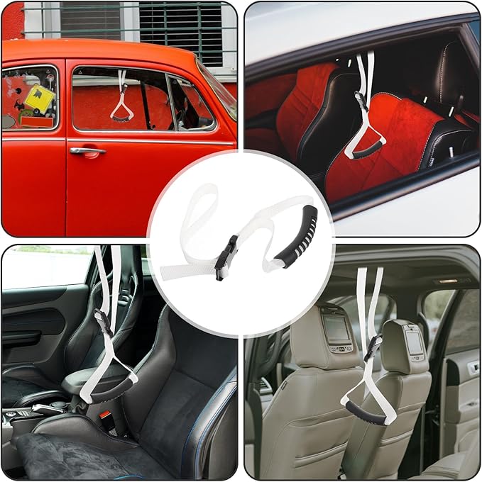 Baluue Car Assist Handle for Elderly and Disabled Adults, Portable Car Door Grab Handle with Support Strap, Mobility Aid for Safe Vehicle Entry and Exit, White