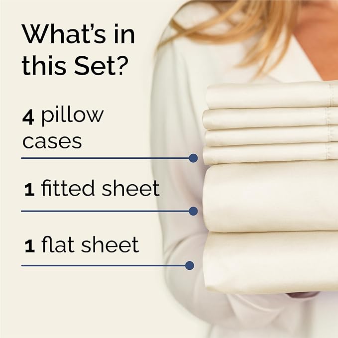 King 6 Piece Sheet Set - Cooling and Breathable Bed Sheets - Hotel Luxury Bed Sheets for Women, Men, Kids & Teens - Bedding with Deep Pockets & Easy Fit - Soft and Wrinkle Free - King Off White Sheets