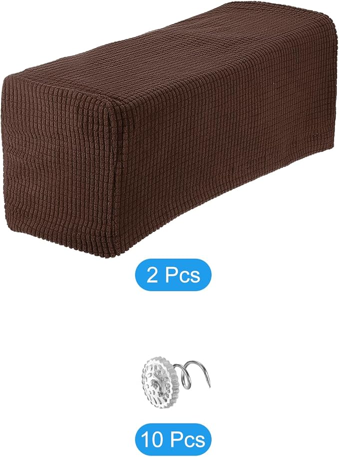 uxcell 2pcs Stretch Armrest Covers for Chairs/Sofas, Couch Arm Covers with Twist Pin, Furniture Protector Slipcovers Brown