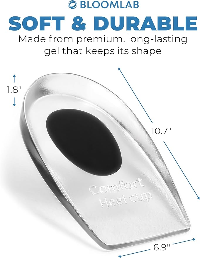 Gel Heel Pads, 2 Pack, for Achilles Tendonitis, Shoe Wedge Inserts for Plantar Fasciitis, Bone Spur, Foot Pain Relief Support, Comfort Cushion Insoles for Women/Men