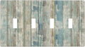 Tea Vintage Wood Plank Distressed Grain Rustic Shiplap Board Quad Toggle Light Switch Covers Decorative 4 Gang Wall Plates Cover 4 Hole Electrical Device Switchplates for Farmhouse Bathroom