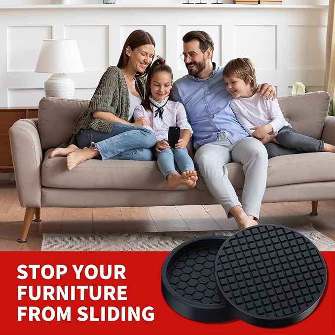 Ezprotekt Non Slip Furniture Pads, 8 Pcs 2" Rubber Caster Cups, Anti Skid Furniture Coasters for Hardwoods Floors, No Slide Furniture Gripper, Floor Protector for Bed Couch Furniture Stoppers (Black)