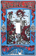 Decorative Light Switch Covers Hippy Skull Red Rose Floral 1 Gang Light Switch Cover Plate Single Toggle Wall Plate Outlet Covers Wall Plate Dimmer Faceplate for Bathroom Decor