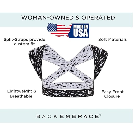 BackEmbrace Posture Corrector for Women and Men - Made in USA - Slim and Adjustable Shoulder Brace - Back Brace for Back Pain Relief - Lightning Bolt XS/S