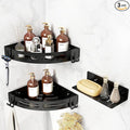JUYSON Shower Caddy Corner Shelves for Inside Shower No Drilling, Stainless Steel Organizer Corner for Bathroom with Soap Holder, 2-Tier Caddy Adhesive with Hooks