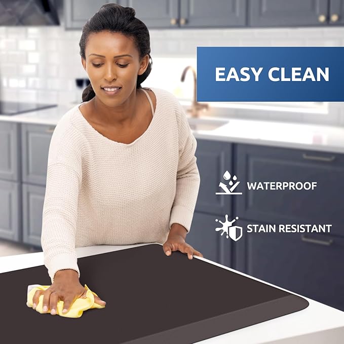 KitchenClouds Kitchen Mat Cushioned Anti Fatigue Rug 24"x70" Waterproof, Non Slip, Standing and Comfort Desk/Floor Mats for House Sink Office (Chocolate)