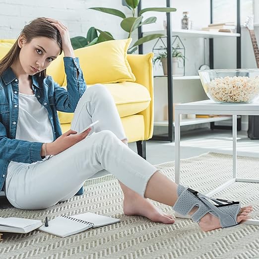 Plantar Fasciitis Night Splint-Upgrade 3 Adjustable Planter Facetious Relief Brace,Plantar Fasciitis Relief Women Men Straps,Support Relief Foot Drop Achilles Tendonitis Day Night(Gray-1PC)