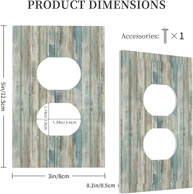 Tea Vintage Wood Plank Distressed Grain Rustic Shiplap Board 1 Gang Duplex Outlet Covers Faceplate Decorative Wall Plate Single Light Switch Cover Electrical Switchplate for Farmhouse Bathroom