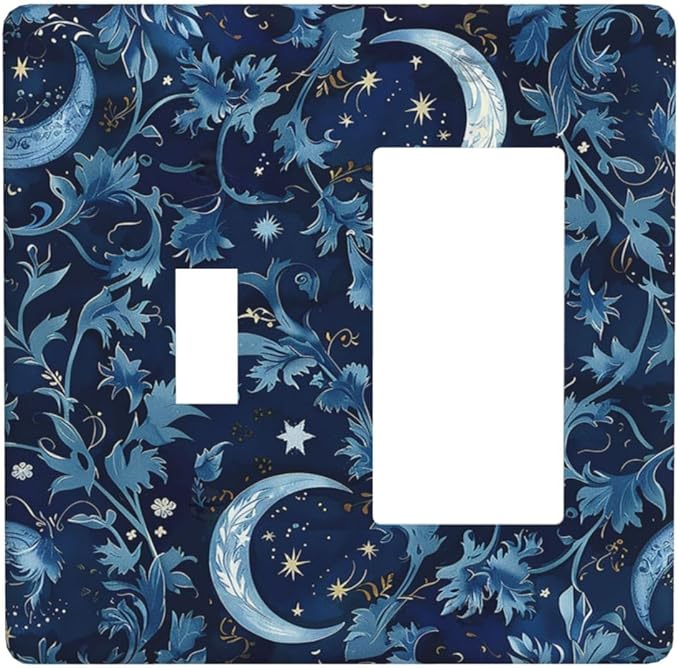 Outlet Covers Vintage Moon And Flowers Decor Floral William Morris 1 Toggle 1 Rocker Combination Decorative Wall Plate Electrical Switch Plates Light Switch Cover Plate for Bedroom Kids room
