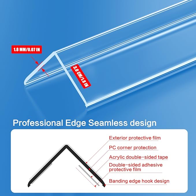 6PCS Clear Self-Adhesive Wall Corner Protectors，Corner Guards & Edge Protector for Wall Door Frame Cabinet Baseboard & Door, Table, Stair (39.4" X 1.18")
