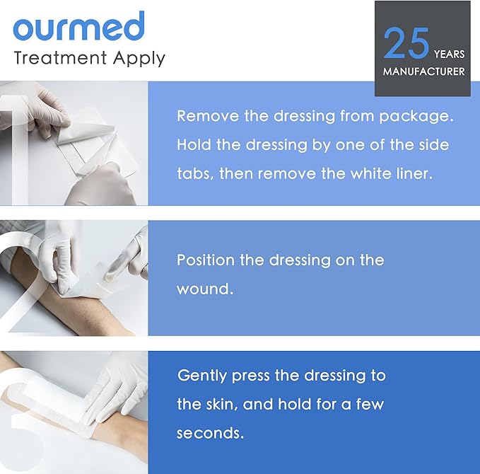 Island Dressing Bordered Gauze 6"x 6"(4"x 4" Absorbent Pad), Pack of 25, Self-Adhesive Sterile Sensitive Dressing with Absorbent, Latex& Rubber- Free, for Cuts and Scratches