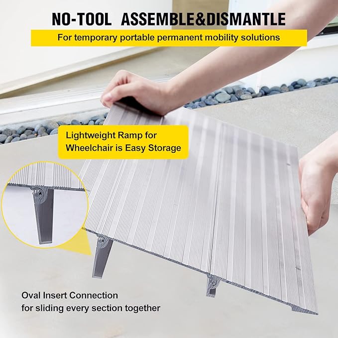 Door Threshold Ramp 2" Rise Door Ramp Aluminum Entry Ramp or Doorways Rated 800 lbs Load Capacity forWheelchair Scooters Power Chairs Walkers
