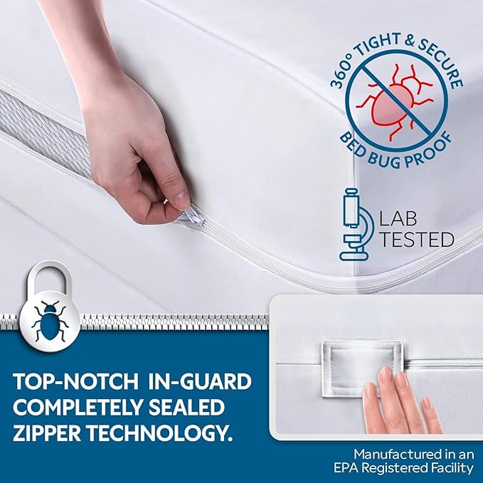 Guardmax Jersey Knitted RV Zippered Mattress Encasement with Deep Pockets - Waterproof & Bed Bug Proof Mattress Protector - Comfortable, Soft, and Noiseless Zippered Bedding - (48x 75 x 13)