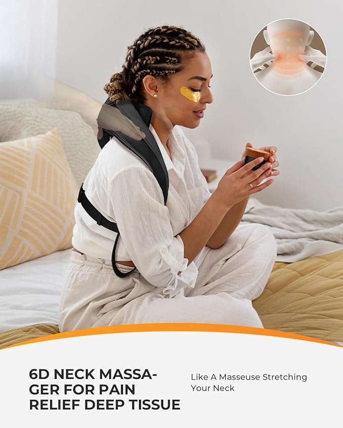 CooCoCo Upgraded Cordless Neck Massager - FSA Eligible, Back Massager for Pain Relief Deep Tissue, Shoulder Massager with Heat, 6D Shiatsu Kneading, HSA Approved Electric Rechargeable Massager
