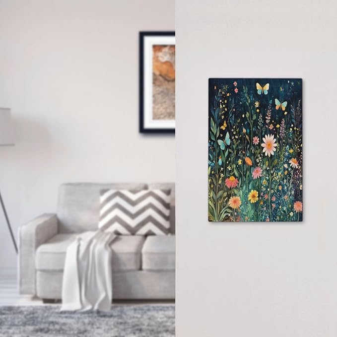 Light Switch Cover Plate Boho Vintage Floral Flower Butterfly 1 Gang No Device Blank Electrical Wall Plates Faceplate Decorative Switch Plate for Bedroom Home Decor
