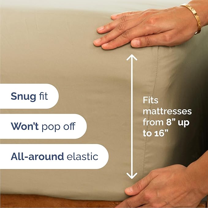 Cal King 6 Piece Sheet Set - Cooling & Breathable Bed Sheets - Hotel Luxury Bed Sheets for Women, Men, Kids & Teens - Bedding w/Deep Pockets & Easy Fit - Soft & Wrinkle Free - Cal King Beige Sheets