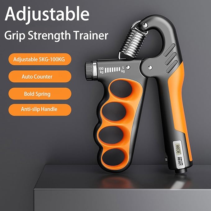 Grip Strength Trainer, 5-100KG (11-220 LB) Adjustable Resistance Forearm Hand Gripper Strengthener with Counter, Hand Wrist Exercise Workout Equipment for Home/Office Gym