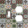 Wallplates Talavera Tile Decal 1 Toggle 1 Duplex Switch Plate Electrical GFCI Faceplate Decorative Light Switch Covers for Bedroom Bathroom Decor