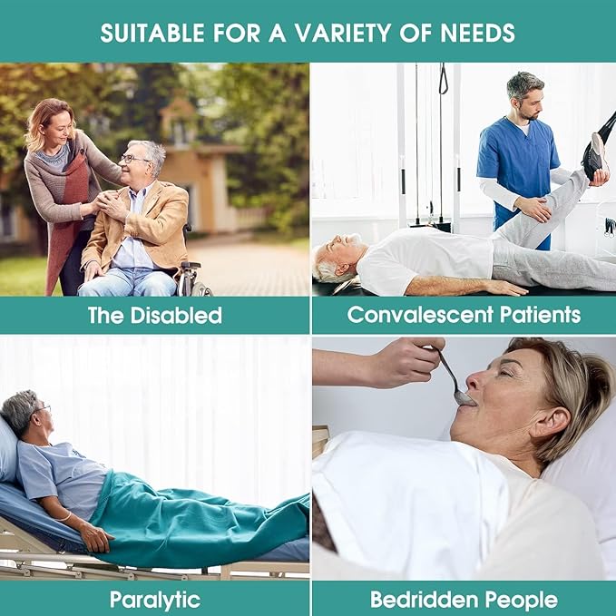 Bed Positioning Pad with Reinforced Handle, 60" X 40" Multipurpose Waterproof Transfer Sheet for Turning, Lifting & Sliding, Reusable Washable Patient Positioning Sheet for Caregiver, Light Blue