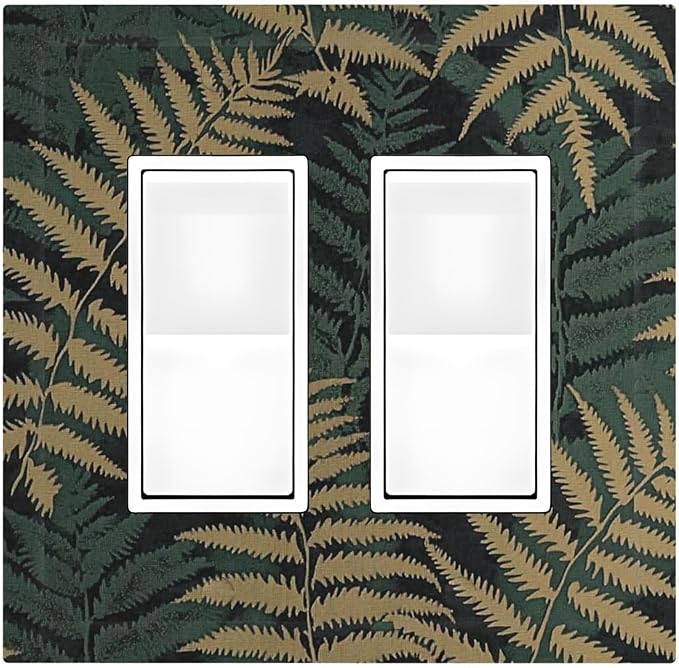 Decorative Outlet Covers Botanical Fern Green Leaf Forest 2 Gang Double Gfci Rocker Electrical Wall Panels Light Switch Cover Plate For Bed Room Home Decor