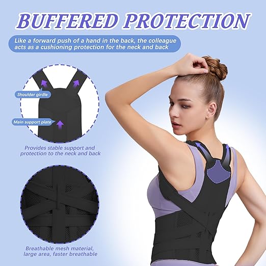 TEE TEA Posture Corrector for Women & Men – Adjustable Back Support Brace for Neck, Shoulder & Spine Muscle Relief – Improve Posture, Comfort & Confidence – Invisible & Comfortable Design (Black, Medium)