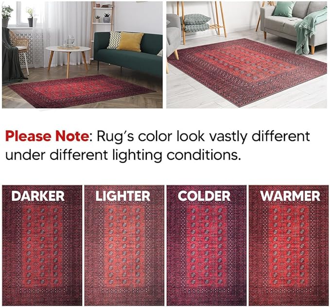 Keen Home Design 10x14 Rug - Machine Washable Area Rug with Non-Slip Backing, Ideal for Living Room, Dining Room, Bedroom - Vintage, Easy Clean, Durable, Low Pile Rug - (9'7" x 14')