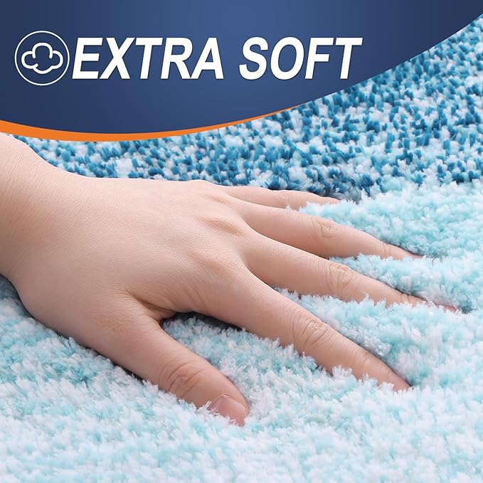 OLANLY Bathroom Runner Rugs 47x24, Extra Soft Absorbent Microfiber Bath Rugs, Rubber Backing, Quick Dry, Washable Bath Mats for Bathroom Floor, Tub and Shower, Home Decor Accessories, Peacock Blue