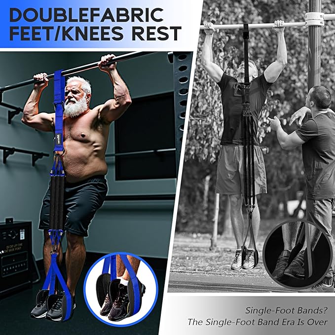 Pull Up Assistance Bands, Adjustable Heavy Duty Resistance Band for Pull Up, 3 Pull Up Bands, Comfortable Fabric Feet/Knee Rest, Assistance Bands for Pull-Up, Home Fitness, Body Stretching